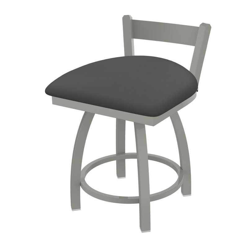 Catalina 18" Low Back Vanity Stool, Anodized Nickel, Vinyl-Canter Storm