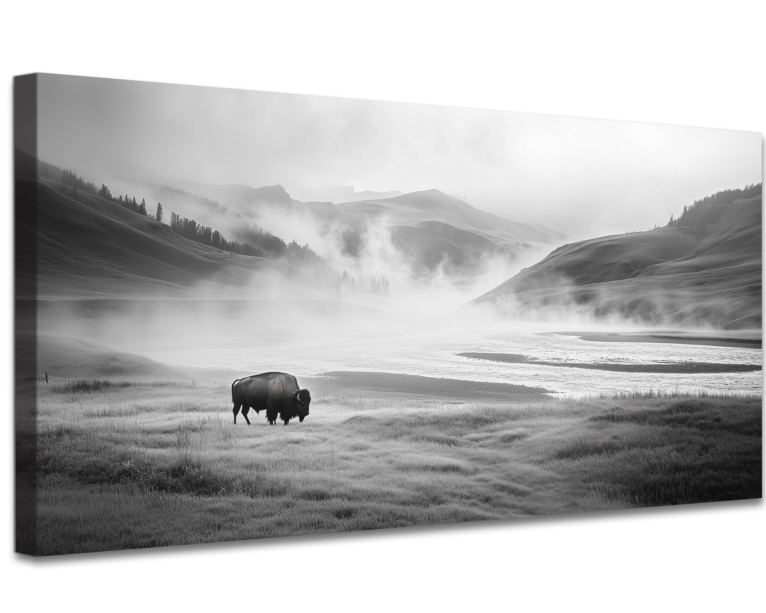 The Holiday Aisle® Bison Artwork Wall Decor - Serene Landscape Buffalo ...