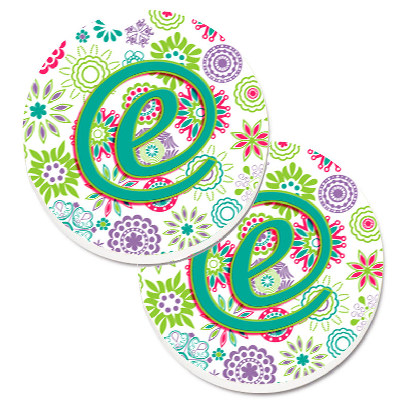 Sous-verre voiture de voiture fleurs initial, E