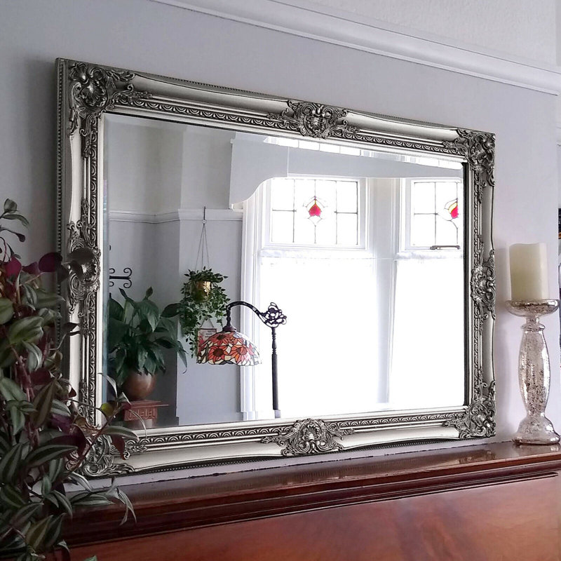 Icarus Rectangle Mirror, Antique Silver