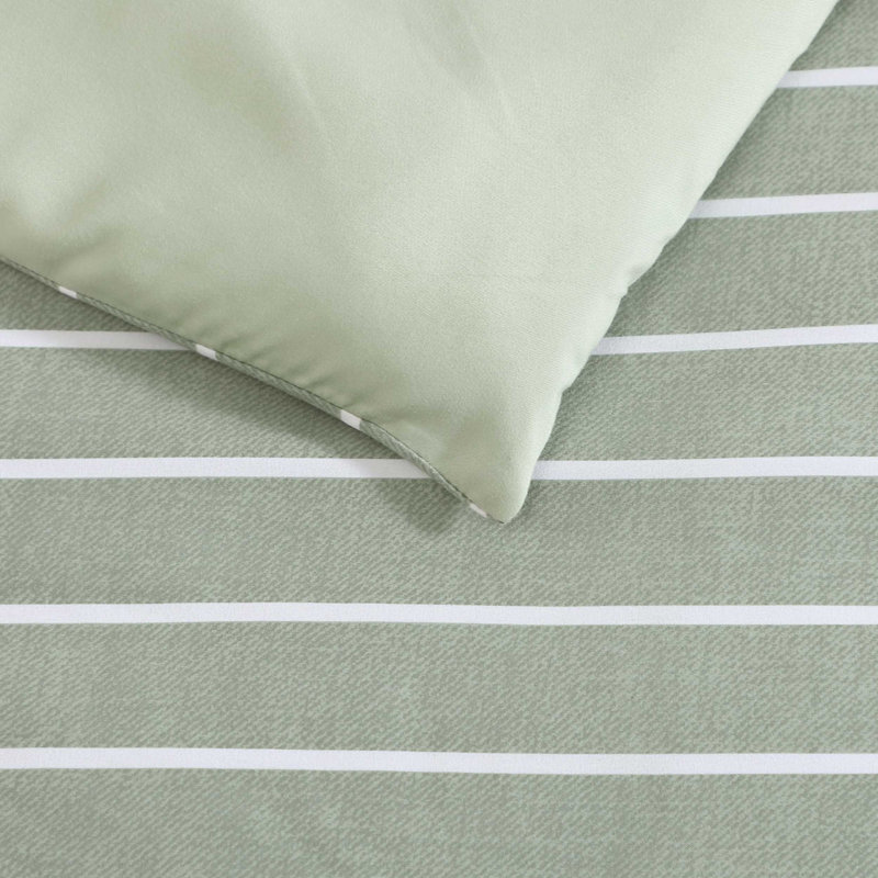 Nautica Park Stripe Reversible Green Comforter Set, Green Stripe, Queen Comforter + 2 Standard Shams