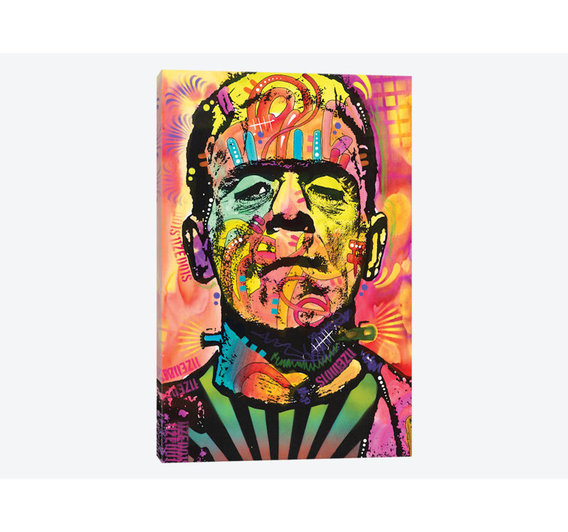 «Frankenstein», impression sur toile, H 24 po x l 16 po x P 1 po, Papier d'art encadré noir, Blanc
