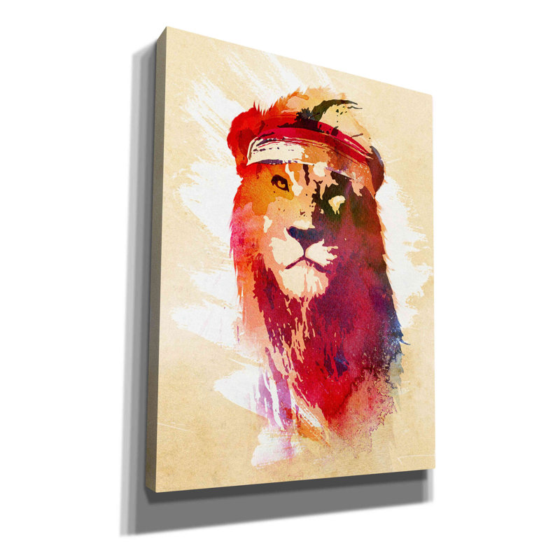 «Gym Lion» par Robert Farkas, art mural sur toile, H 16 po x l 12 po x P 0,75 po