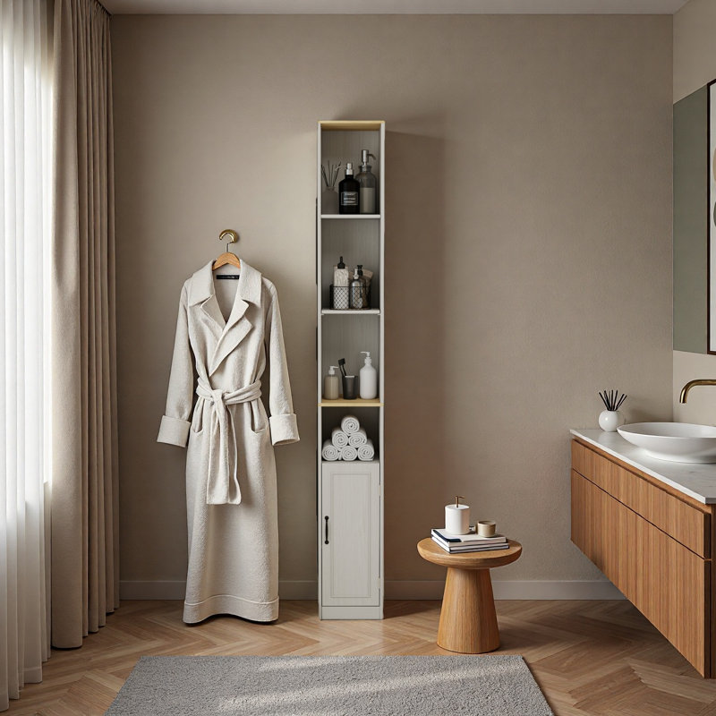 72 po de hauteur, armoire de rangement mince de 72 po, armoire de salle de bain étroite étroite à 6 niveaux avec 1 porte et 2 tablettes réglables, étagères de rangement pour bibliothèque, armoire de rangement pour CD et DVD