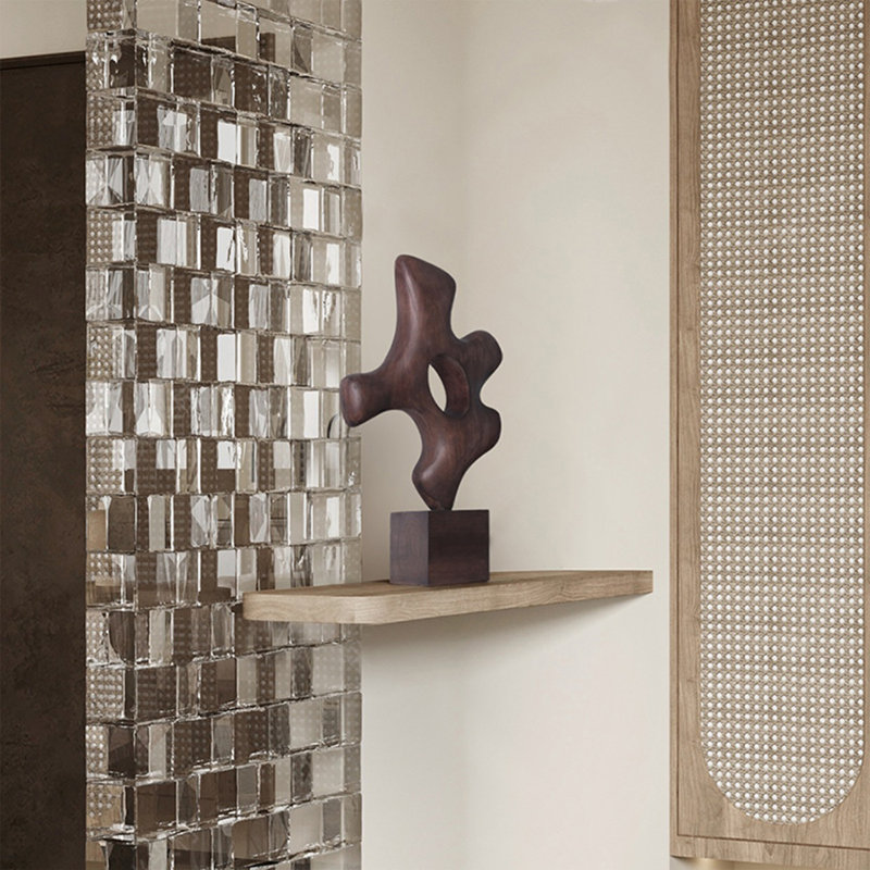Brown Free Form Solid Wood Decorative Object