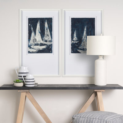 Paper Boats I by Studio M a Framed Art Print Matted under Glass