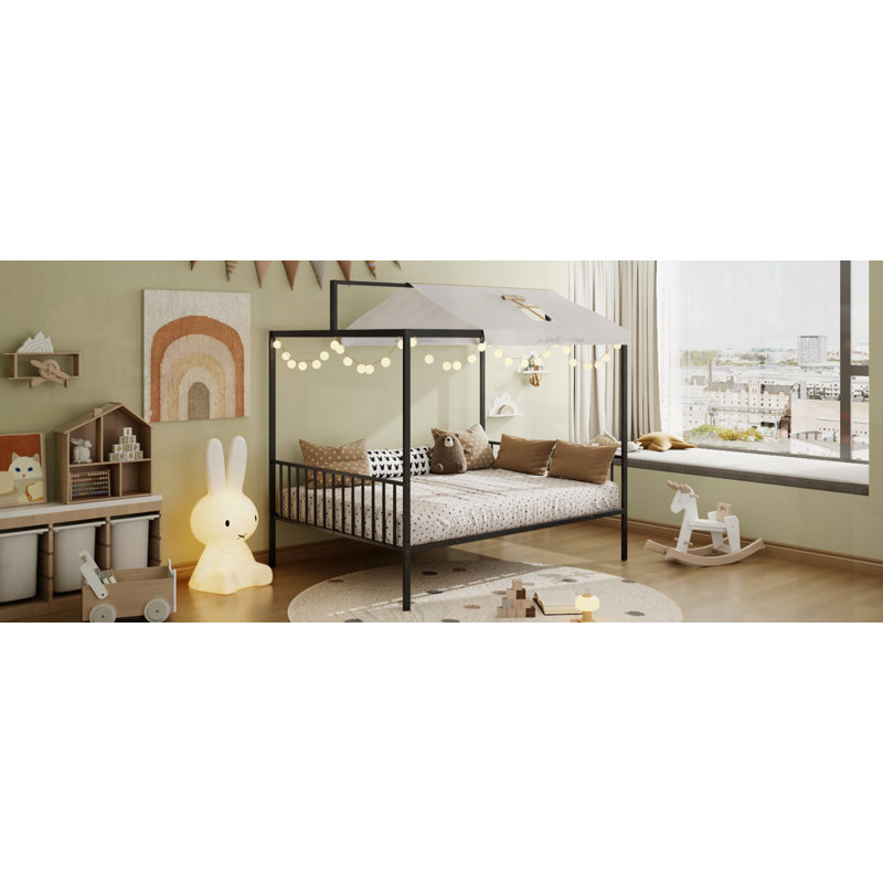 Lit de sol convertible 3-en-1 Montessori, Double, Noir