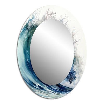 Ocean Wave Movement VI - Green Oval Wall Mirror Decor
