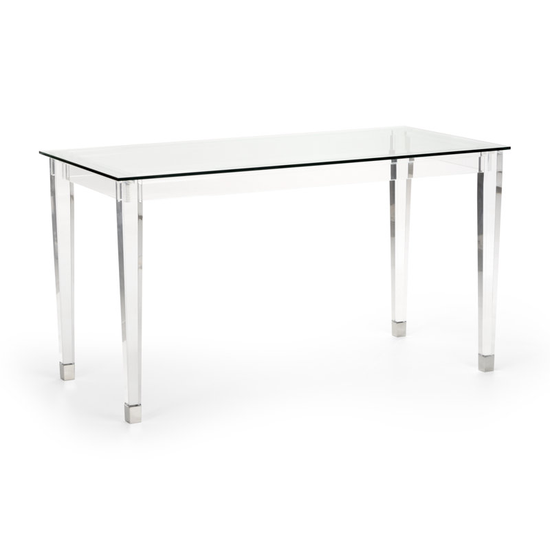 Bureau d'écriture en verre acrylique Denver, Argent