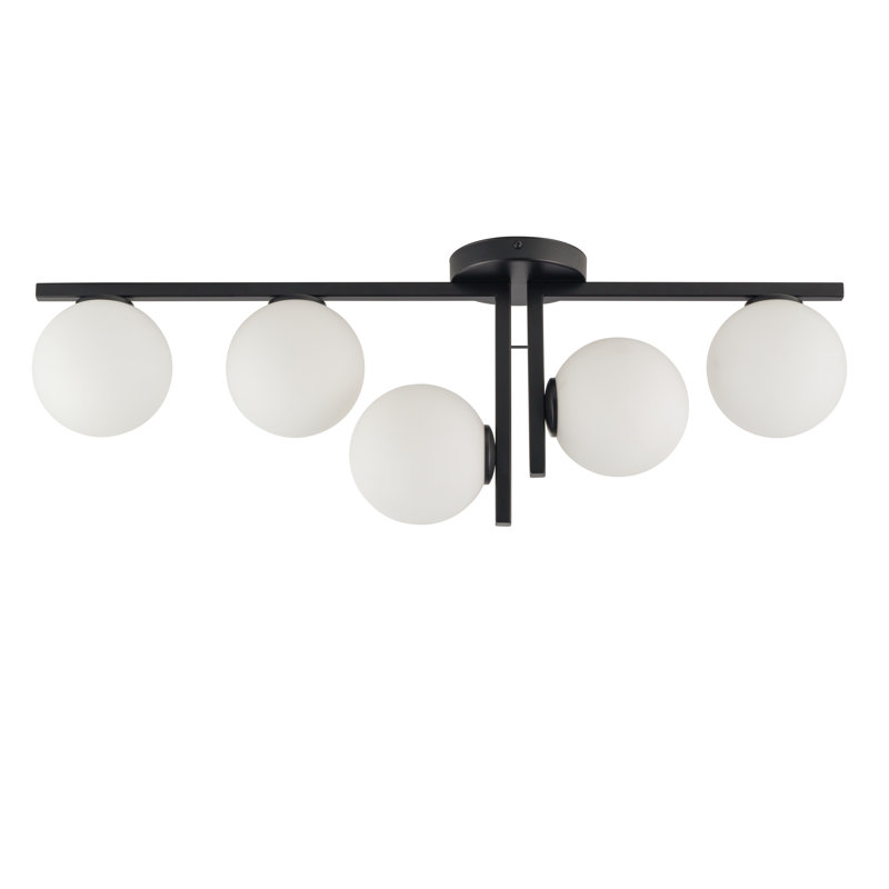 Glass Semi Flush Mount, Black