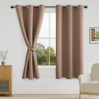 2 Panels Blackout Curtains for Bedroom with Tiebacks,Room Darkening Privacy Grommet Top Window Curtains for Living Room