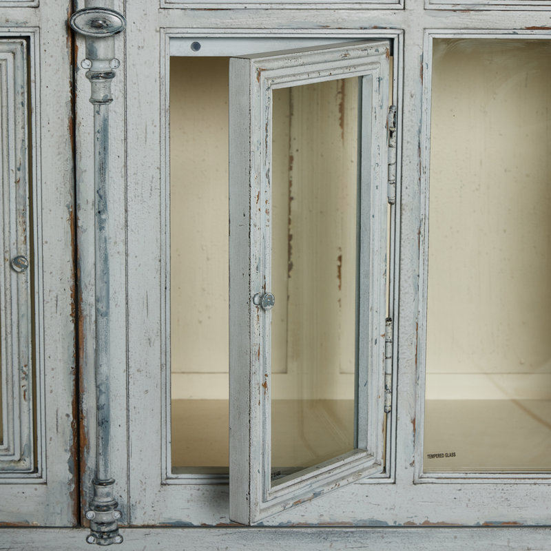Loami China Cabinet, Distressed Gray Blue Veneer