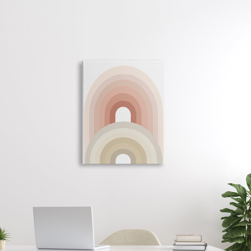 Grand et petit arc-en-ciel désert terre cuite beige palette, H 30 po x l 24 po, Giclée encadrée blanc bord de mer