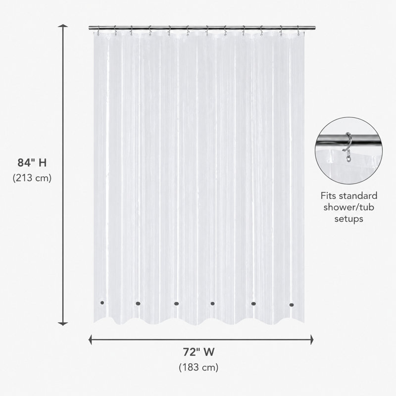 Doublure de rideau de douche en vinyle Jamarl, Transparent, H 84 po x l 72 po