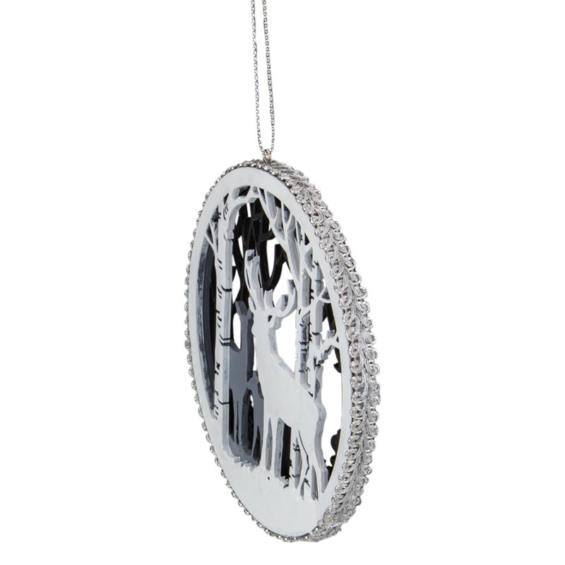 Ornement en forme de renne blanc et gris 4,25 "