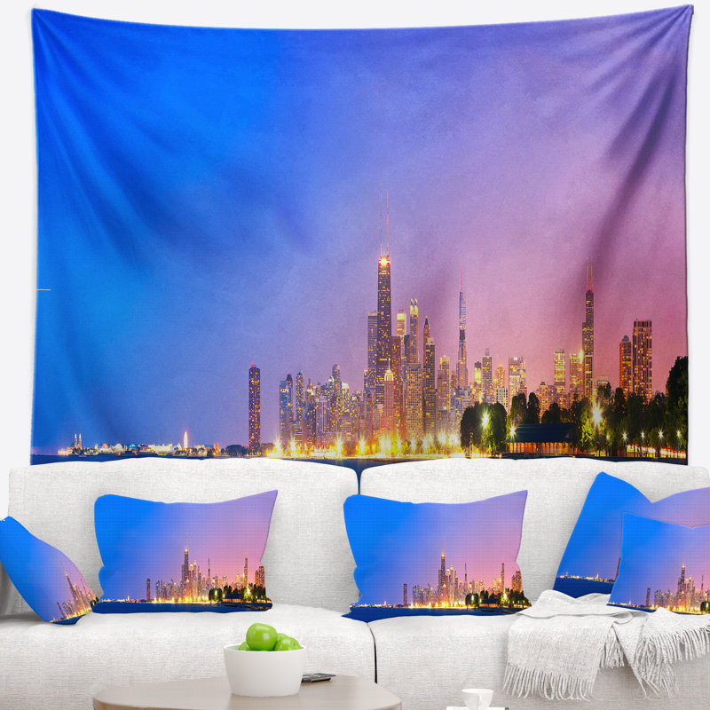 Photo ville de chicago skyline tapestry Cityscape, H 50 po x l 60 po