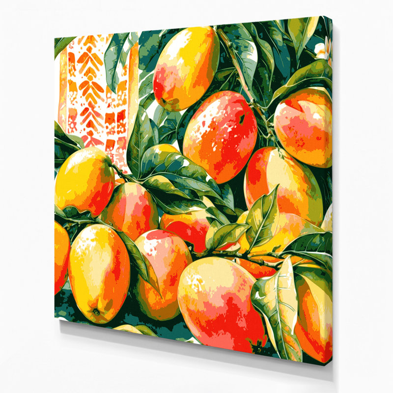 «Hawaiian Mangoes», art mural sur toile brune, H 8 po x l 8 po