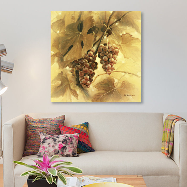 « raisins iii », reproduction sur toile, H 12 po x l 12 po x P 0,75 po, Pas de tapis, Toile tendue