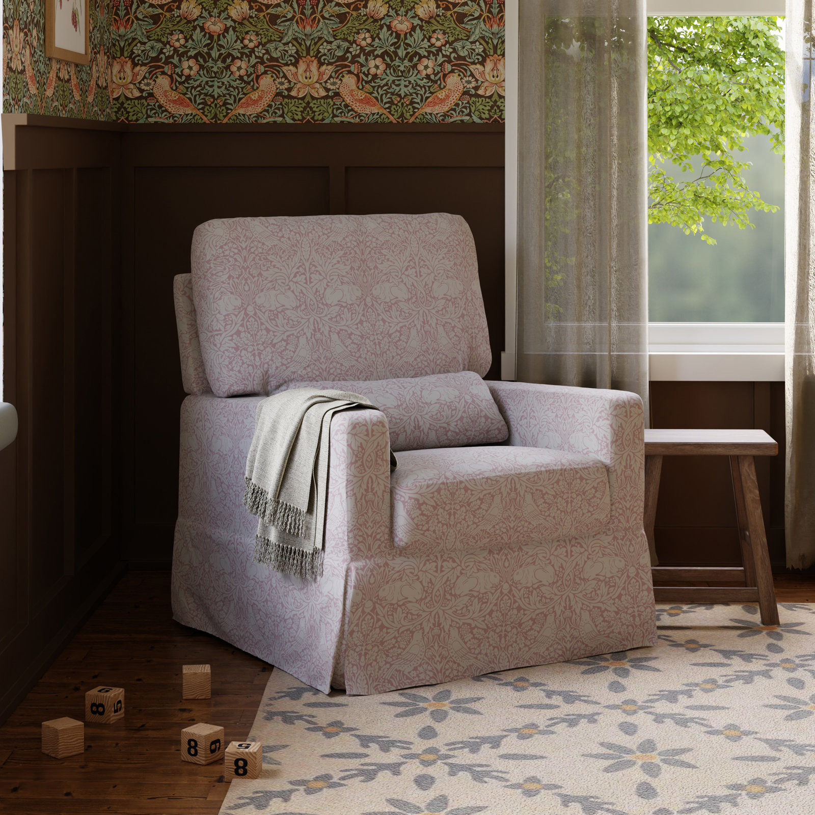 Morris & Co. Nursery Chair, Pure Brer Rabbit in Rose