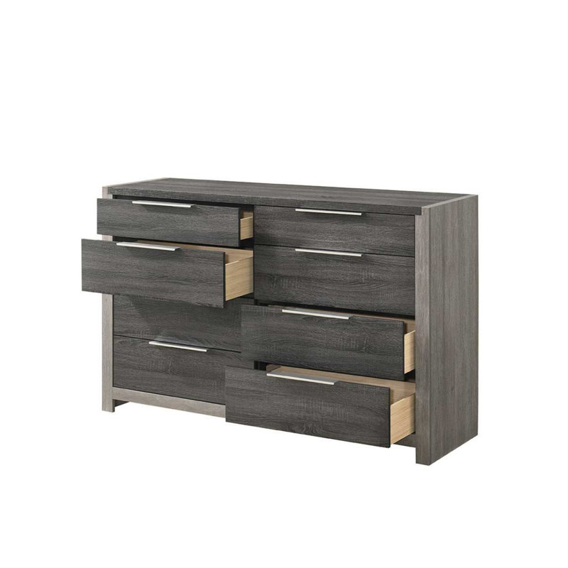 Commode 8 tiroirs Shavon, Gris