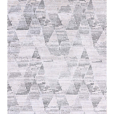 Tapis argent / noir noué à la main