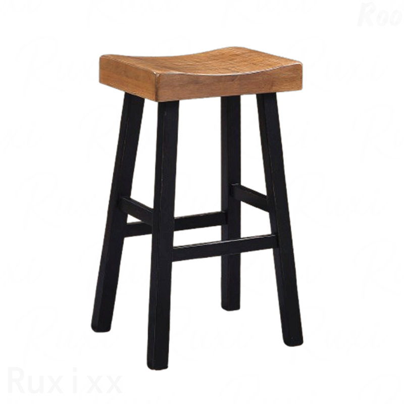 Tabouret d'appoint - Ensemble en bois massif traditionnel idéal pour les chambres à coucher de 2 pièces, siège contour chêne / noir H 29 po