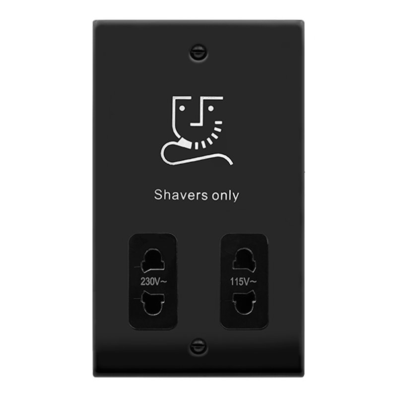 Matt Black Shaver Socket 115v/230v