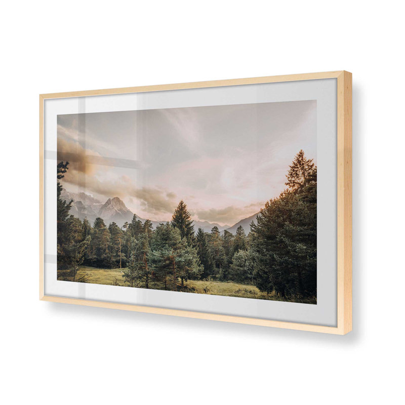 Impression de crépuscule alpin, Érable brut encadré, H 9 po x l 11 po x P 1,25 po
