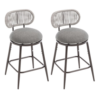 Ensemble de 2 tabourets pivotants 27,5 "à dossier tissé pour patio