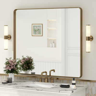 Molly Tempered Glass and Metal Framed French Cleat Mounted Wall Bathroom / Vanity Mirror