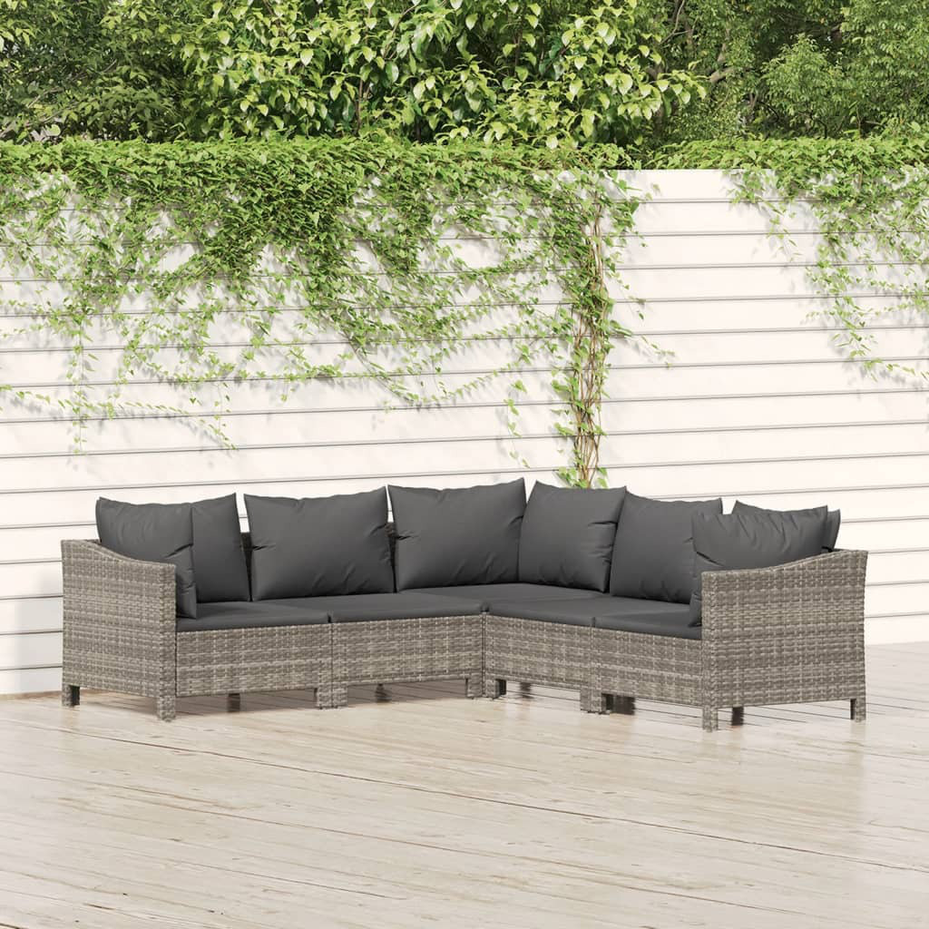 5-Sitzer Lounge-Set Conradina aus Rattan mit Polster