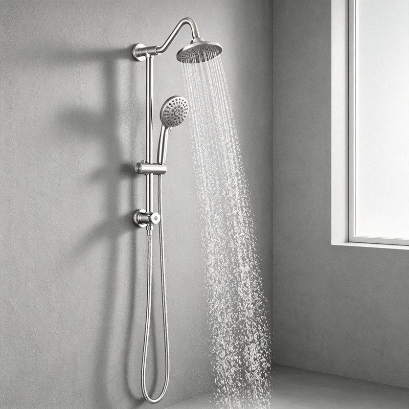 Pomme de douche à pluie en nickel brossé 6 po avec pomme de douche à main