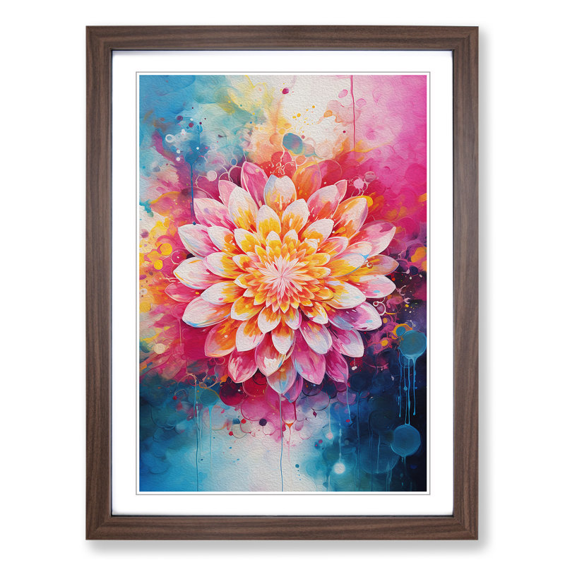 Mandala Gestural No.2 - Single Picture Frame Print on Wood, Walnut, 64cm H x 46cm W x 2cm D
