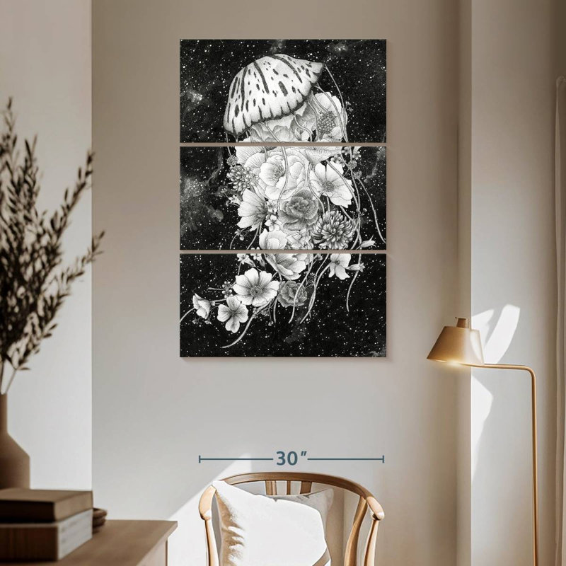 Brampt Magic Ocean Jellyfish BW, 65" H x 42" W