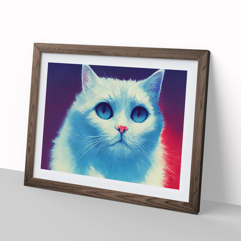 Unique Cat - Framed Print, 25cm H x 34cm W x 2cm D, Walnut Framed