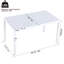 4 fauteuils empilables en PP bleu, table longue blanche moderne de 55 pouces, utilisation intérieure / extérieure, durabilité toutes saisons, pieds en métal, patins antidérapants, dossier à lattes ergonomique, matériau de haute qualité, -,, facile