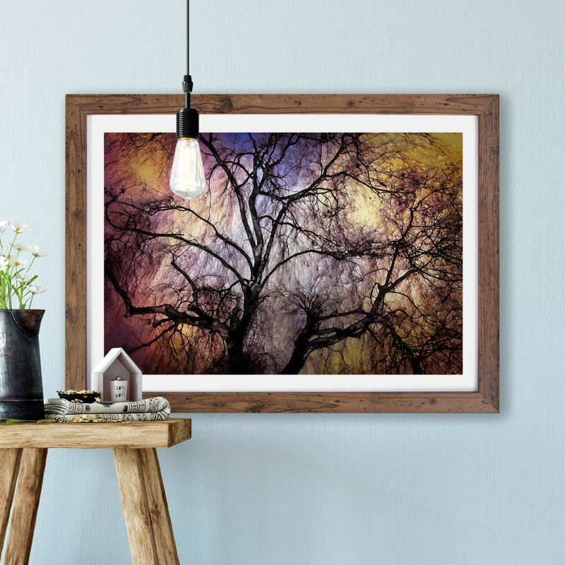 Weeping Willow Tree - Framed Print, 62cm H x 87cm W x 2cm D, Walnut