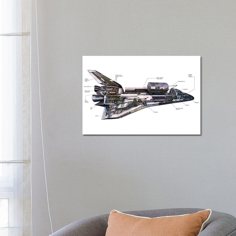 Illustration Of An Orbiter Cutaway View Of A Space Shuttle by Stocktrek Images - Wrapped Canvas Print