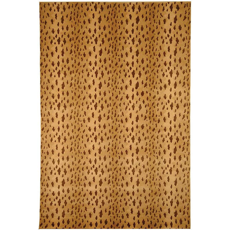 Tapis beige en laine / viscose / coton à motif animalier tibétain beige, Rectangle 10 pi x 14 pi