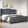 Vernita 54.3" Handmade Tufted Tall Bed Frame with Velvet Headboard, Tall Wing-Back Platform Bed