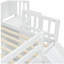 Lit simple superposé au dessus d'un lit double avec glissade, escalier de rangement, lit superposé en bois de pin massif avec garde-corps, blanc