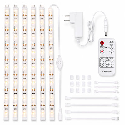 6-Pieces 20" LED Strip Lights with Remote Control Cuttable for Cabinet Mirror