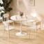 Élégante table de salle à manger blanche avec base ronde en acier et matériaux en acier