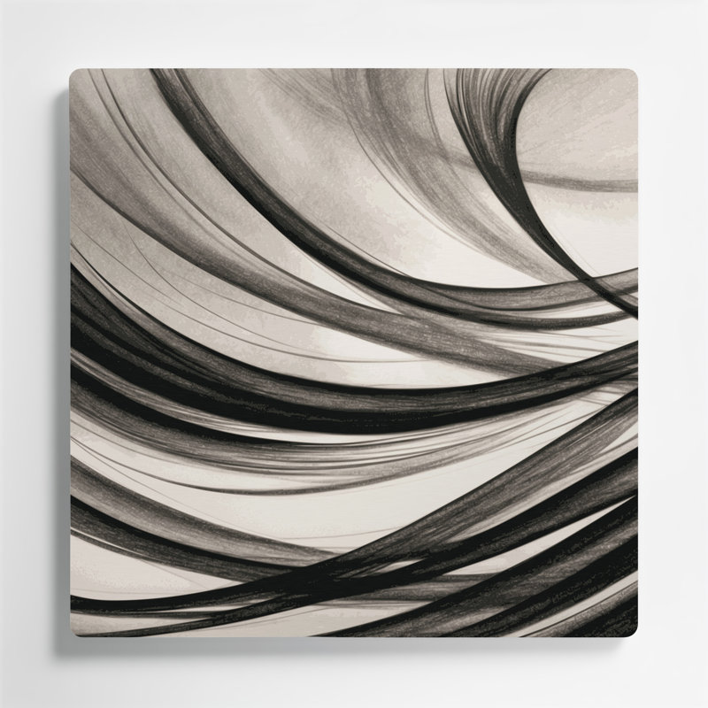Art mural horizontal gris rayé gris anthracite, H 32 po x l 32 po