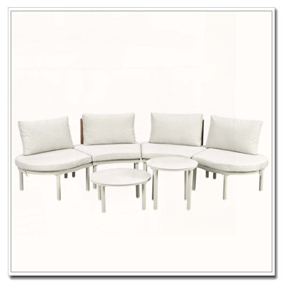 Canapé modulaire d'extérieur demi-lune avec 2 tables basses High-Low