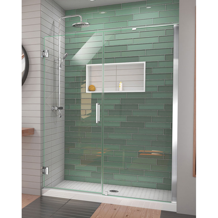 Unidoor-LS 58'' W x 72" H Hinged Frameless Shower Door with ClearMax Technology