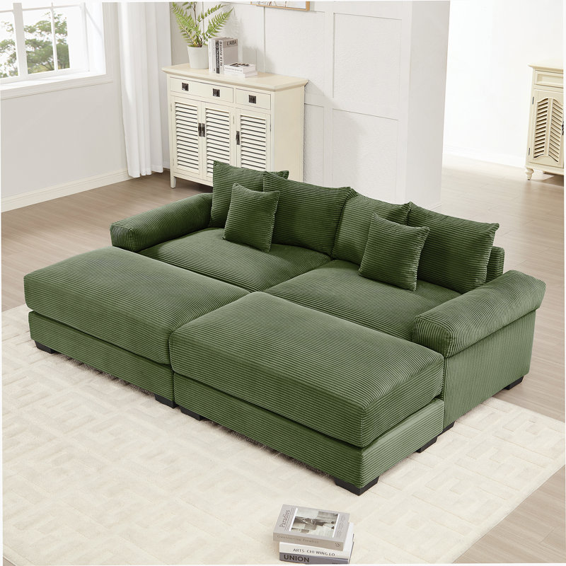 Canapé modulaire surdimensionné Cloud, Velours côtelé vert
