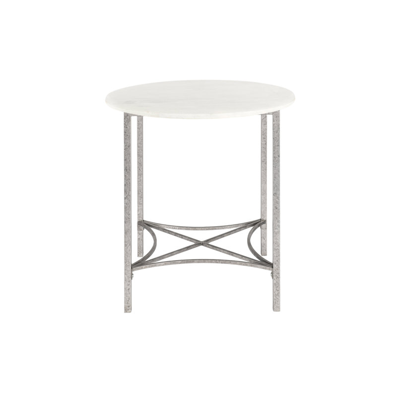 Bella End Table, Carrera Marble, 31" H x 33" W x 33" D, Royal Silver