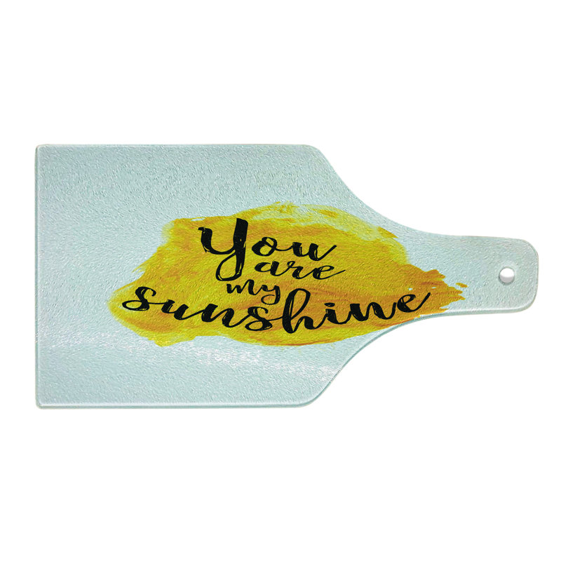 Planche à découper Ambesonne Love en verre trempé jaune gris romantique jaune noir