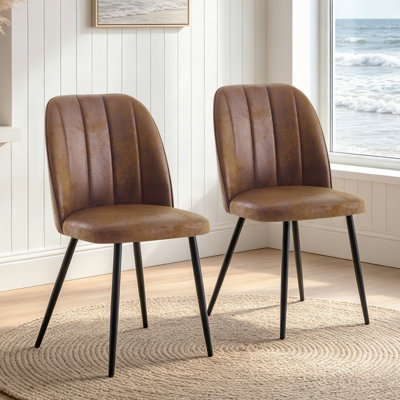 Modern Upholstered Velvet/ Suede Dining Chairs with Metal Legs 